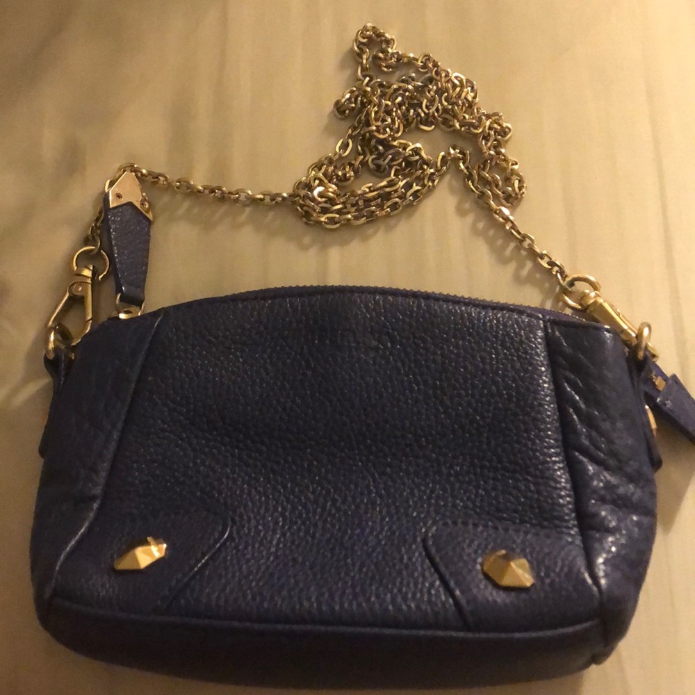 Perlina leather crossbody purse. Gold chain.